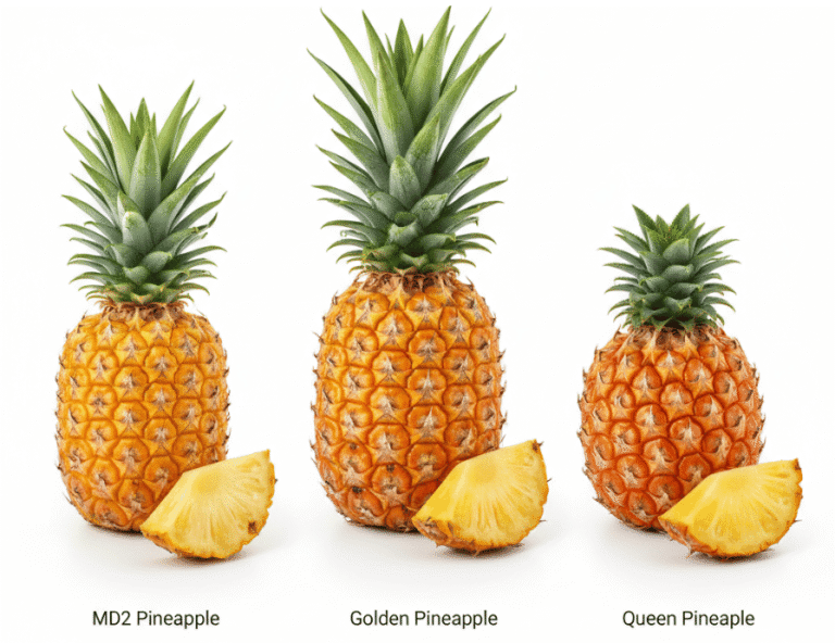 comparing 3 pineapple varieties golden queen MD2
