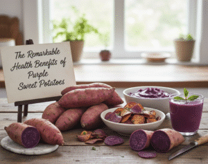 Remarkable health benefits of purple sweet potatoes – antioxidants, fiber, and vitamins for overall wellness.