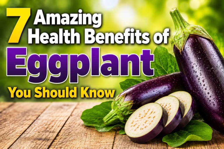 Fresh eggplants illustrating 7 amazing health benefits of eggplant including heart health, diabetes control, and weight loss