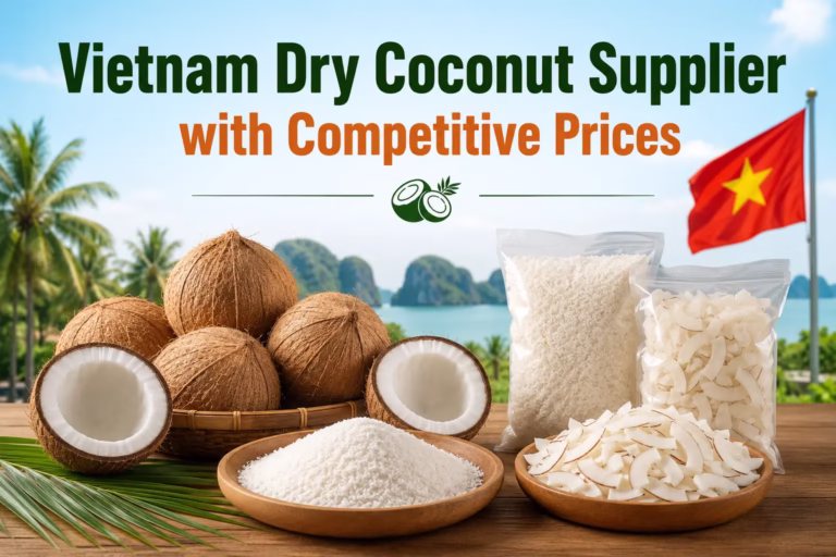 Vietnam dry coconut supplier offering competitive prices for desiccated coconut and dried coconut exports worldwide